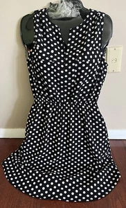 MONTEAU Women's Black w/ White Polka-Dots Summer Sleeveless Dress Sz. S NEW - Picture 1 of 11