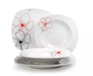 CreaTable Tafelservice TROPICAL FLOWERS 12-tlg aus Porzellan - Bild 1 von 2