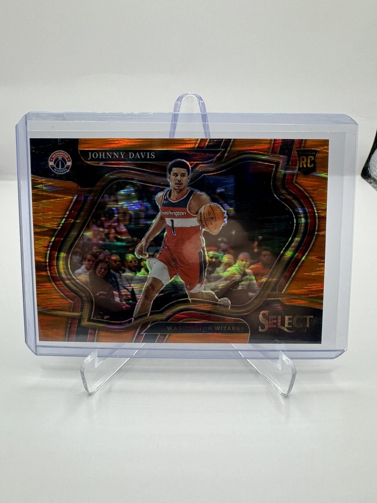 2022-23 Panini Select Johnny Davis Orange Flash Prizm Rookie Courtside Wizards