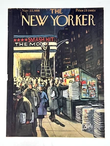 Original Nov 22, 1958 New Yorker Cover: Newstand after the theater, Sunday ed. - Picture 1 of 1