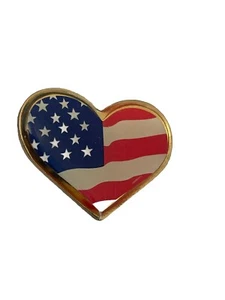 Vintage Red White Blue Heart Shaped Lapel Pin American Flag Patriotic - Picture 1 of 2