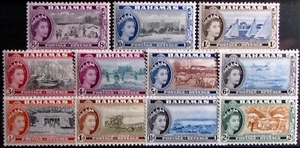 1954 BAHAMAS #158-168: F/VF MNH part QE II pictorial set complete to 1 Shilling - Picture 1 of 2
