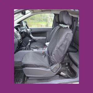 Par de fundas de asiento delanteras a medida impermeables negras para Ford Ranger 2012-2022 hechas en el Reino Unido - Imagen 1 de 2