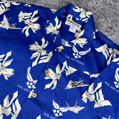 Vtg. Eagle Crest Kamp Shirt Mens Size L Tiki Hawaiian US Air Force USAF Military - Image 1 of 4
