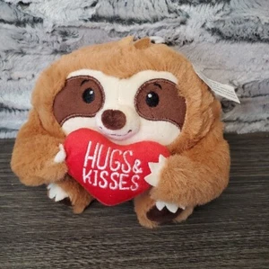 American Greetings Faultier Plüschtier Hugs & Kisses rund Stofftier Ted Herz 6 Zoll - Bild 1 von 10