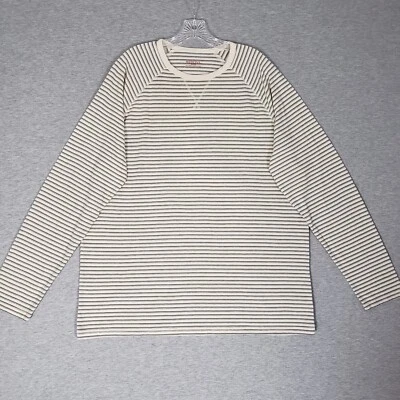 Camisa informal Merona XL elástica de manga larga a rayas crema y grises para hombre Foto 1 de 4