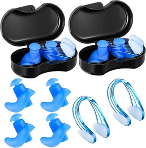 2 Sets Silikon Schwimmen Ohrstöpsel mit Nasenklammern Wiederverwendbare wasserdi - Bild 1 von 7