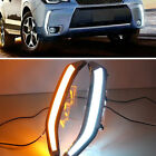 2Pcs White＋Amber DRL Turn Signal Lamp Fog Light For Subaru Forester 2013-2018