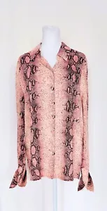 The Sang Women's Size Small Python Print Button Up Top Blouse Pink Vintage - Picture 1 of 9