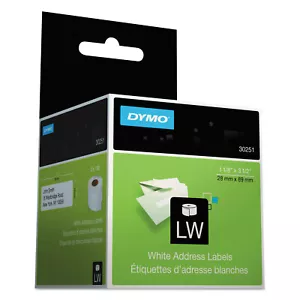 DYMO LabelWriter Address Labels 1 1/8 x 3 1/2 White 130 Labels/Roll 2 Rolls/Pack - Picture 1 of 7