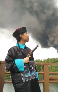 China Tradition Officer Uniform Costume Prop Vampire Robe Qing 黃馬褂 殭屍 キョンシー 강시 - Picture 1 of 9