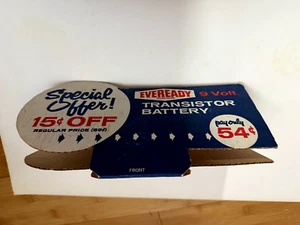 VINTAGE EVEREADY 9 VOLT  BATTERIES 1950'S CARDBOAD ADVERTISING Display 2-SIDES - Picture 1 of 3