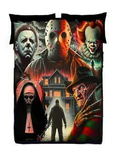 Horror Movie Blanket - Don't Have Nightmares - Twin Bedspread Top Cover / Fleece - Picture 1 of 2