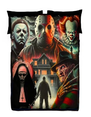Horror Movie Blanket - Don't Have Nightmares - Twin Bedspread Top Cover / Fleece