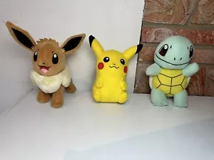 Pokemon Plush Lot Pikachu Squirtle Eevee 3pc Nintendo Anime Video Game - Picture 1 of 10