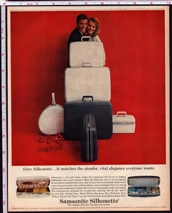 SAMSONITE SILHOUETTE SET BAGAGLI VINTAGE 1963 STAMPA ANNUNCIO coppia lusso magro - Foto 1 di 1