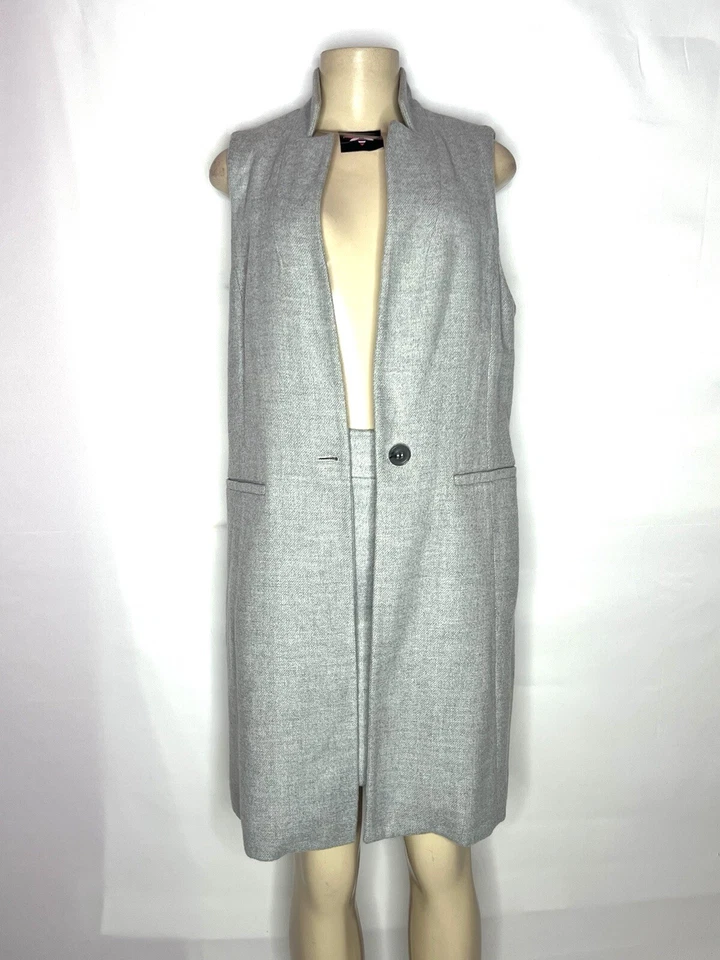 WHITE HOUSE BLACK MARKET GRAY HEATHER VEST & SKIRT SUIT SIZE 10 - Image 1 of 4