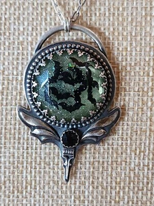 Sterling Silver Necklace With Bats One Of A Kind Pendant Measures 1.72" Amazing! - Picture 1 of 5