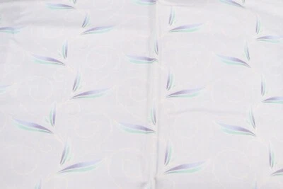 36" x 44" Arctic Kiss by Lecien Purple Green Leaves White Vines on Blue Gray - Image 1 of 4