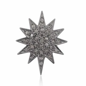 925 Plata de Ley Natural Marrón Diamante Pavé Starburst Colgante Mujer Joyería - Imagen 1 de 3