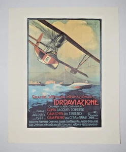 Naples Semaine Internationale Hydro Aviation PUBLICITE AFFICHE AVION Hydravion - Imagen 1 de 2