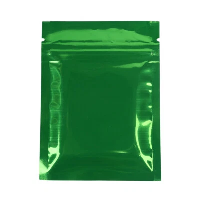 Flat Double Sided Green Mylar QuickQlick™ Bags in Multiple QTY 6x9cm (2.4x3.5in) - Image 1 of 4