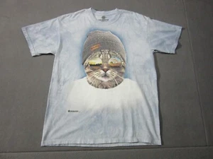 The Mountain Shirt Adult Large Blue White Tie Dye Cat Kitty Outdoor Short Sleeve - Picture 1 of 9