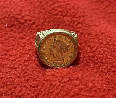 Anillo moneda libertad Estados Unidos chapado en oro amarillo de 14K sin piedra joyería regalo para hombre Foto 1 de 4