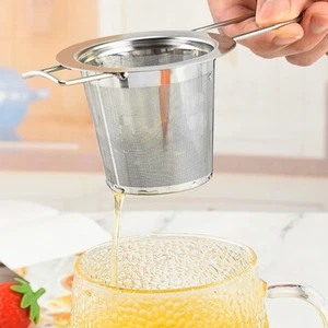 304 Stainless Steel Tea Strainer Tea Drain Tea Infuser Tea Leaf Spice Tea Filter - Picture 1 of 16