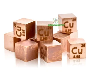 Copper Metal Cube, Copper Element Sample, Copper 10mm Cube 99.9% Pure Copper - Imagen 1 de 3
