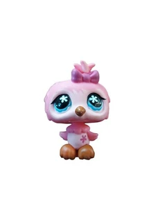 Littlest Pet Shop Pink Baby Owl Owlette 496 Flower Bow Blue Snowflake Eyes Toy - Picture 1 of 4
