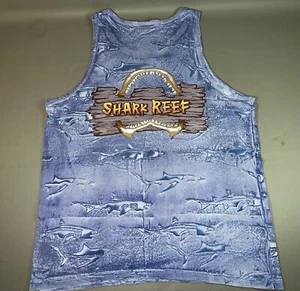 Vintage 90s Disney SHARK REEF Typhoon Lagoon AOP Tank Top Adult Large USA - NWOT - Picture 1 of 8