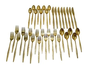 Bouquet Dorato Posate Oro Placcato, + Acciaio Inox Giappone 36 Pezzi - Foto 1 di 8