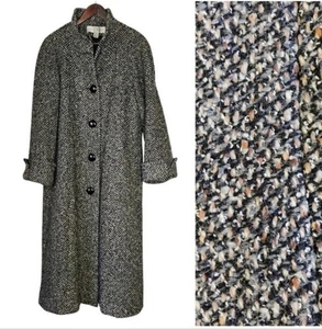 Abrigo de tweed vintage Bert Newman para mujer 6 negro tostado Academia Preppy clásico - Imagen 1 de 15