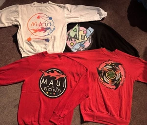 (5) VTG Maui and Sons Sweatshirts Red White Black Beach Surf 80s USA Mixed Sizes - Picture 1 of 19
