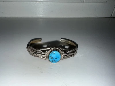 Vintage Navajo Armreif STERLING SILBER 925 Türkis Stein Handarbeit USA Southwest - Bild 1 von 4