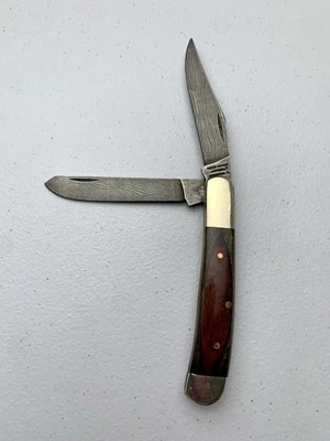 Cuchillo trampero vintage Parker Edwards Cutlery Damasco de dos hojas Foto 1 de 4