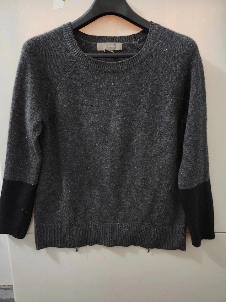 Suéter marca Cachemira capas para mujer M carbón Crew 100 % cachemir dobladillo cremallera moteado Foto 1 de 4