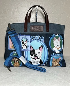 Brighton FUR FAMILY East West Denim Open Tote Removable Strap Roomy Cats Dogs - Picture 1 of 13
