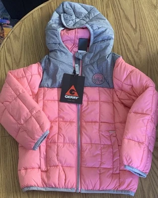 Gerry NUEVO CON ETIQUETAS Abrigo Chaqueta Puffer Cremallera Completa Con Capucha Invierno Cálido Rosa XXS (4) Foto 1 de 2