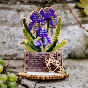 DIY Perlen Stickset auf Holz Iris Blumen Basteln Geschenk - Bild 1 von 5