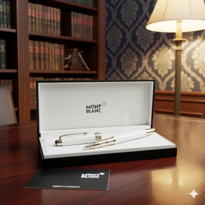 Bolígrafo Montblanc Meisterstück M163 recubierto de oro blanco nuevo en caja Foto 1 de 4