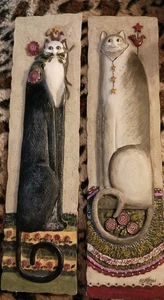 Placas de pared 3D de arte popular para gatos E. Smithson - Juego caprichoso firmado en resina de 2 - Imagen 1 de 3