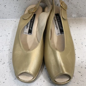 Andre Assous Gold Ankle Platform Espadrille's made in Spain size 7.5 - Picture 1 of 16