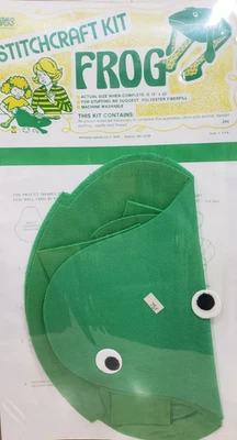 1979 Stitchcraft Kit FROG Precut Felt Stuffed Animal Craft NOS Sew & Stuff VTG - Image 1 of 4