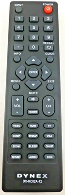 DX-RC02A-12 NEW DYNEX INSIGNIA OEM LCD TV REMOTE PN: 098GRABDUNEDYJ - Image 1 of 4