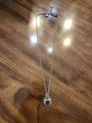 "Collar de plata colgante corazón Brighton cadena corazón rojo de 7,5""" Foto 1 de 4