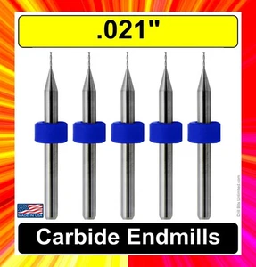 0,021 Zoll Schaftfräser zweiflötig Vollhartmetall Vierkant FÜNF Stück Made in USA UMT103 - Bild 1 von 6