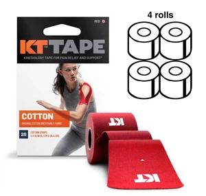 4 pack - NEW KT Tape Red Cotton Kinesiology Athletic Tape, precut 80 Count - Picture 1 of 6