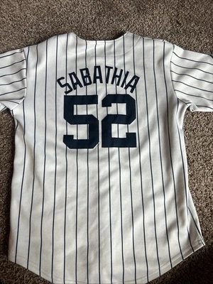Majestic MLB New York Yankees CC Sabathia #52 Jersey Youth Size M 10/12 White - Image 1 of 4